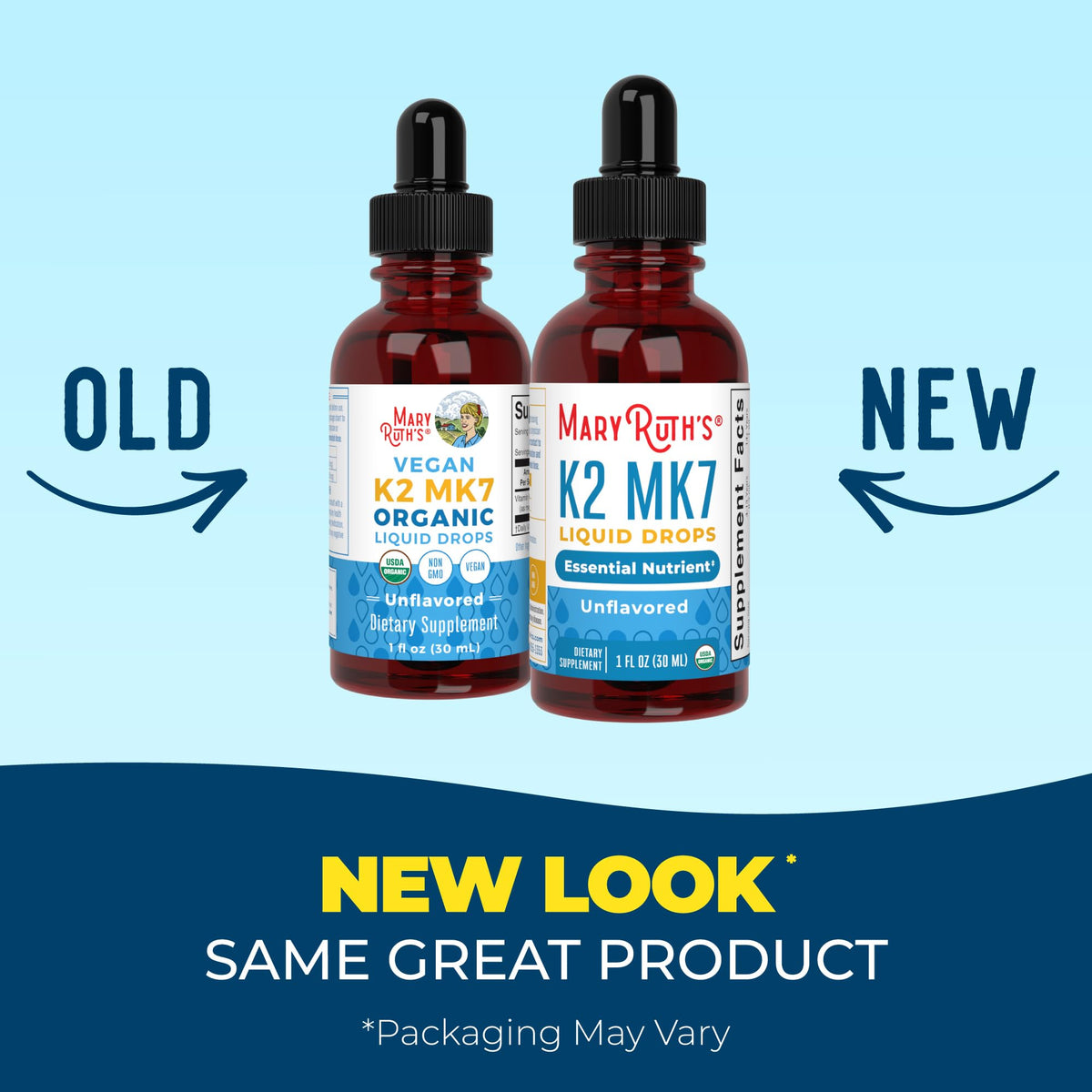 MARYRUTH'S USDA Organic Vitamin K2 MK7 Liquid Drops for Adults & Kids, 1 oz