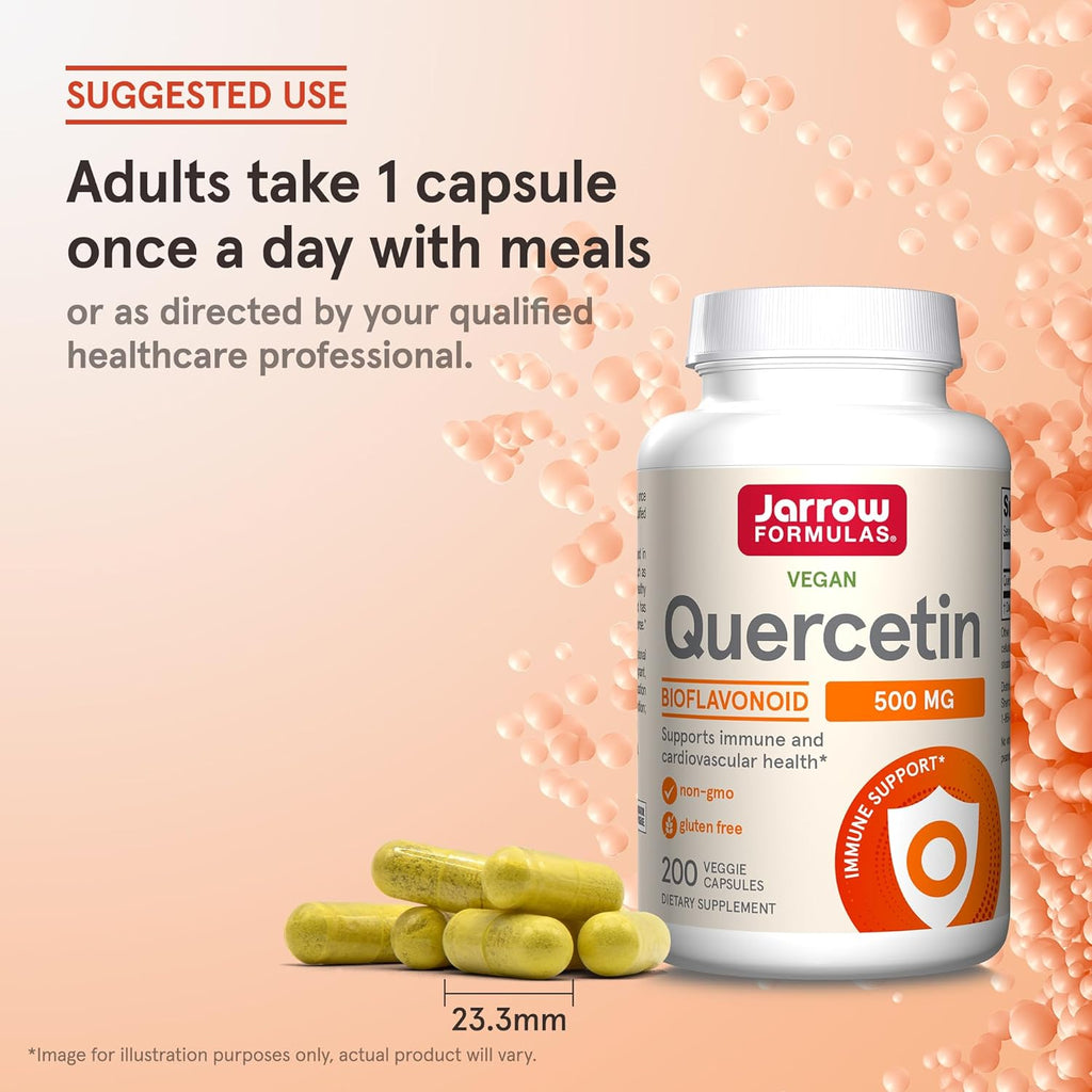 Buy now Jarrow Formulas Quercetin 500 mg - 200 Veggie Caps - Supports Antioxidant Status, Cardiovascular Health & Immune Health - 200 Servings at indiglob india