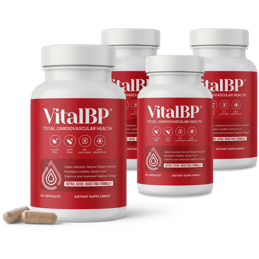 VitalBP Blood Pressure, Blood Flow & Artery Support, CoQ10, K2 & D3, 4 Pack | With L-citrulline to support normal blood pressure, blood flow & artery health.