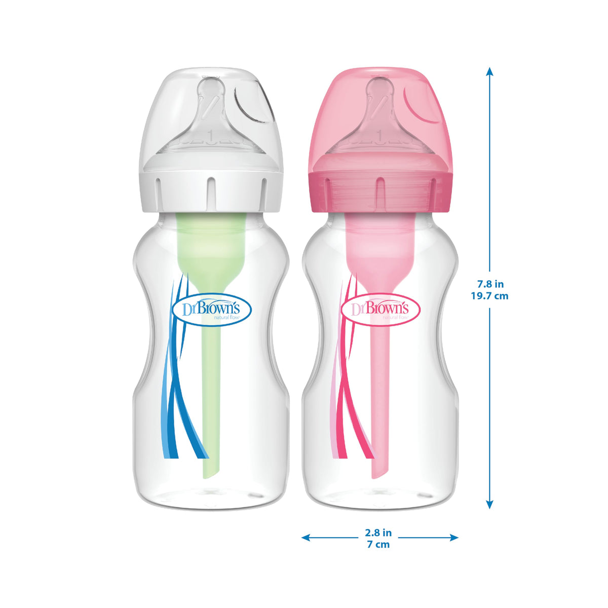 Dr. Brown's Anti-Colic Options+ Wide-Neck Baby Bottle, 9 oz, 4-Pack