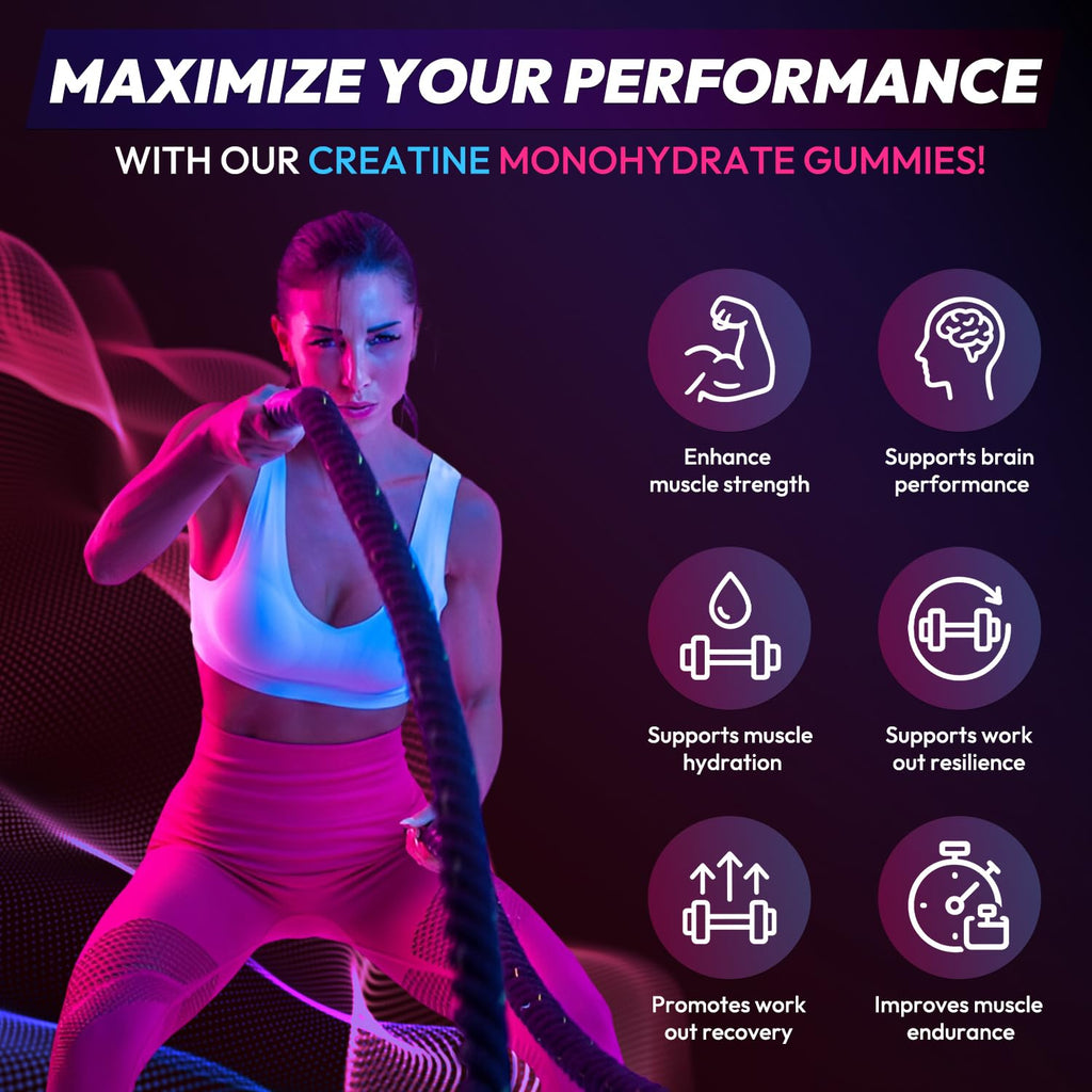 Creatine Monohydrate Gummies 5000MG, Creatine Gummy for Men & Women 120Ct | Pre-Workout for Adults, Creatine Gummy with L-Taurine, BCAA 2:1, B12/6 for Muscle Support, Enhance Strength, Energy Boost