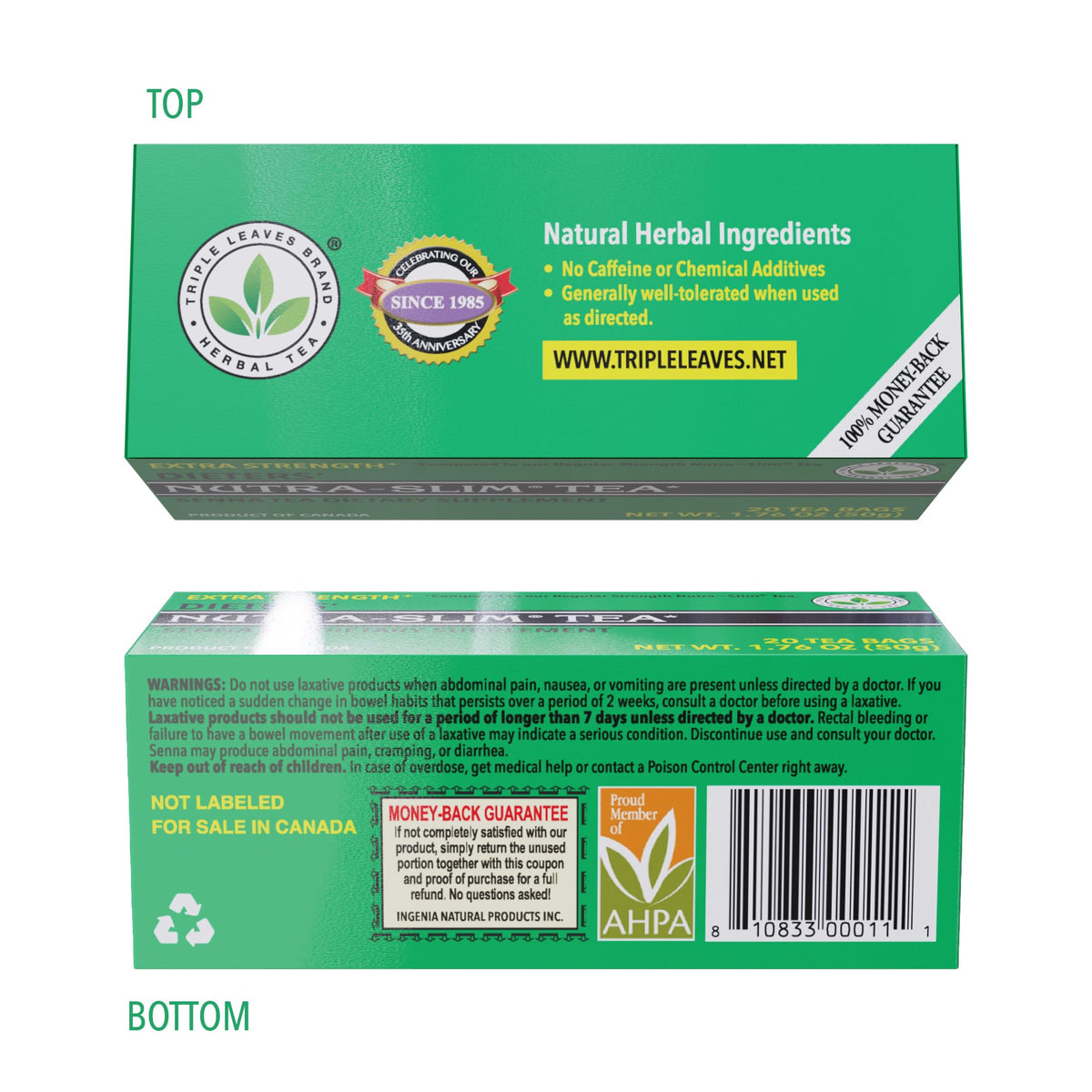 Triple Leaves Brand Nutra-Slim Tea (20 Tea Bags), Extra Strength Dieters’ Tea