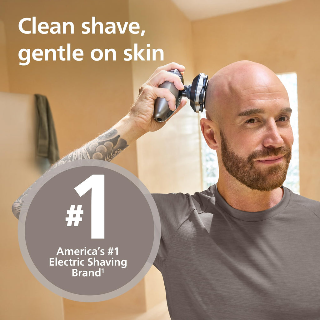 Philips Norelco Head Shaver Pro 9000 Electric Shaver, Clean & Gentle Shave | Electric Shaver for Men and Women, 360° Flexing Head, ComfortCut Blades, PowerAdapt Sensor, 90-Min Runtime, HS9980/40