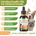 Oral Flea and Tick Prevention for Dogs and Cats with Vitamin 60ml- Bacon