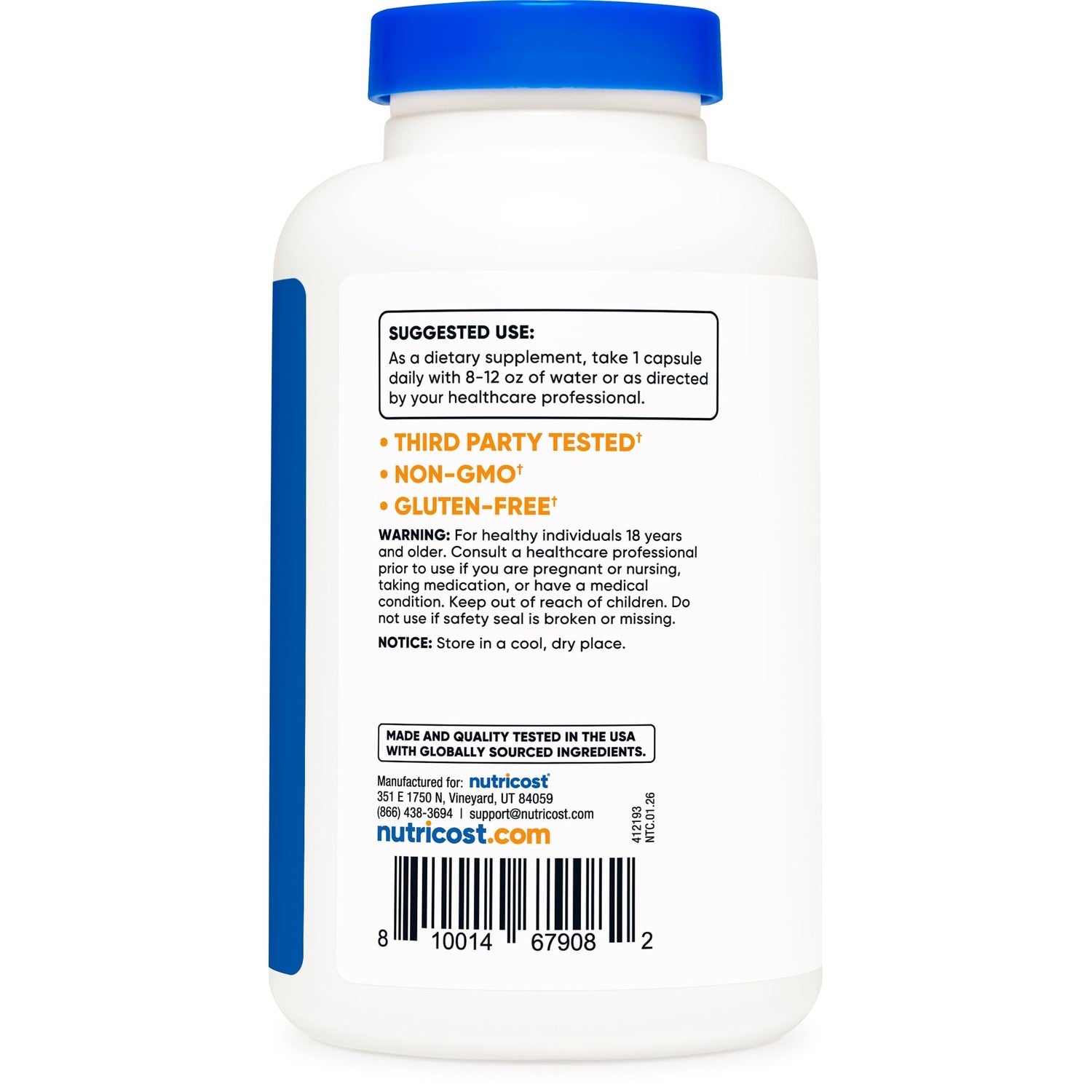 Nutricost Acetyl L-Carnitine (ALCAR) 500mg, 180 Capsules | GMO-Free and Gluten Free, 180 Servings