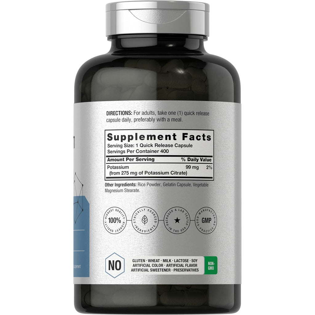 Horbäach Potassium Citrate Supplement 275 mg | 400 Capsules