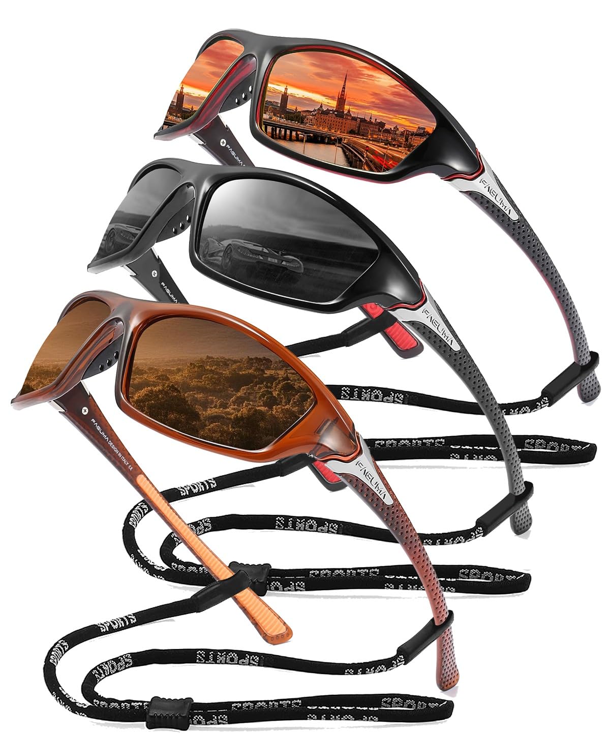 Buy now FAGUMA Sports Polarized Sunglasses For Men Cycling Driving Fishing UV400 Protection at indiglob india