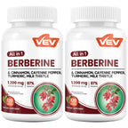 VEV Berberine Supplement with Ceylon Cinnamon, Cayenne Pepper, Turmeric, Milk Thistle – 120 Capsules