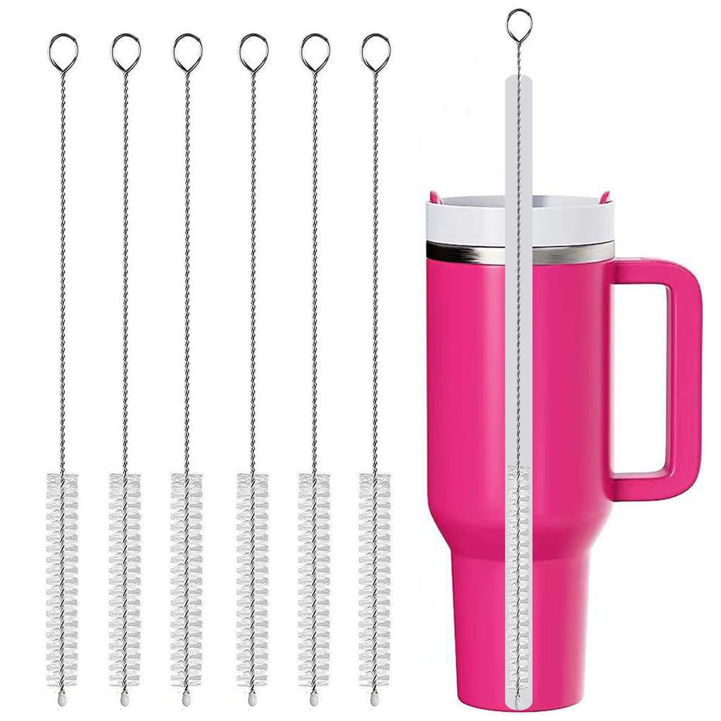Straw Cleaner Brush for Stanley, 12 Inch Reusable Straw Brush Suitable for 40/30/20 oz Stanley Mug, 12mm Wide Drinking Straw Cleaning Brush for Sippy Cups, Cigarette Holder and Test Tubes (6 PCS)