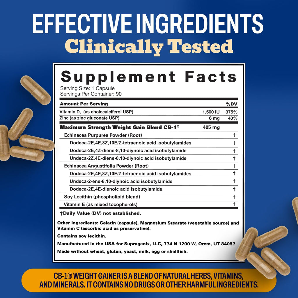 CB-1 Weight Gainer Pills (90 Count) | Clinically Tested Appetite Stimulant