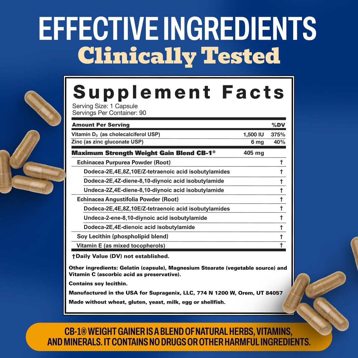 CB-1 Weight Gainer Pills (90 Count) | Clinically Tested Appetite Stimulant