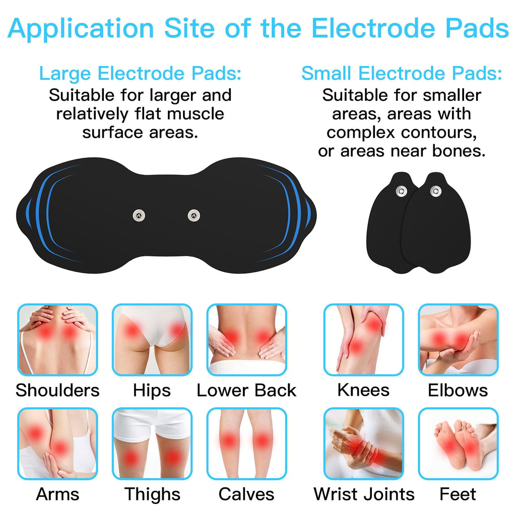 MASTOGO 8 Pcs Reusable Multiple Time Tens Unit Replacement Pads in 2 Sizes