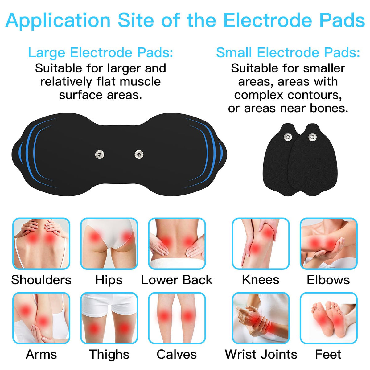 MASTOGO 8 Pcs Reusable Multiple Time Tens Unit Replacement Pads in 2 Sizes