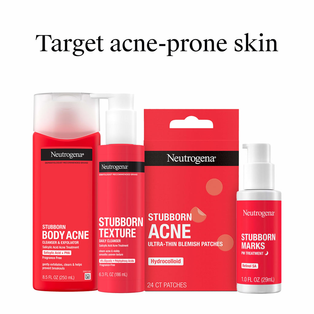 Neutrogena Stubborn Acne Body Wash & Exfoliating Cleanser, 8.5 oz | Salicylic Acid & PHA, Chest & Shoulder Acne Treatment, Gently Clears, Exfoliates & Helps Prevent Breakouts, Fragrance Free