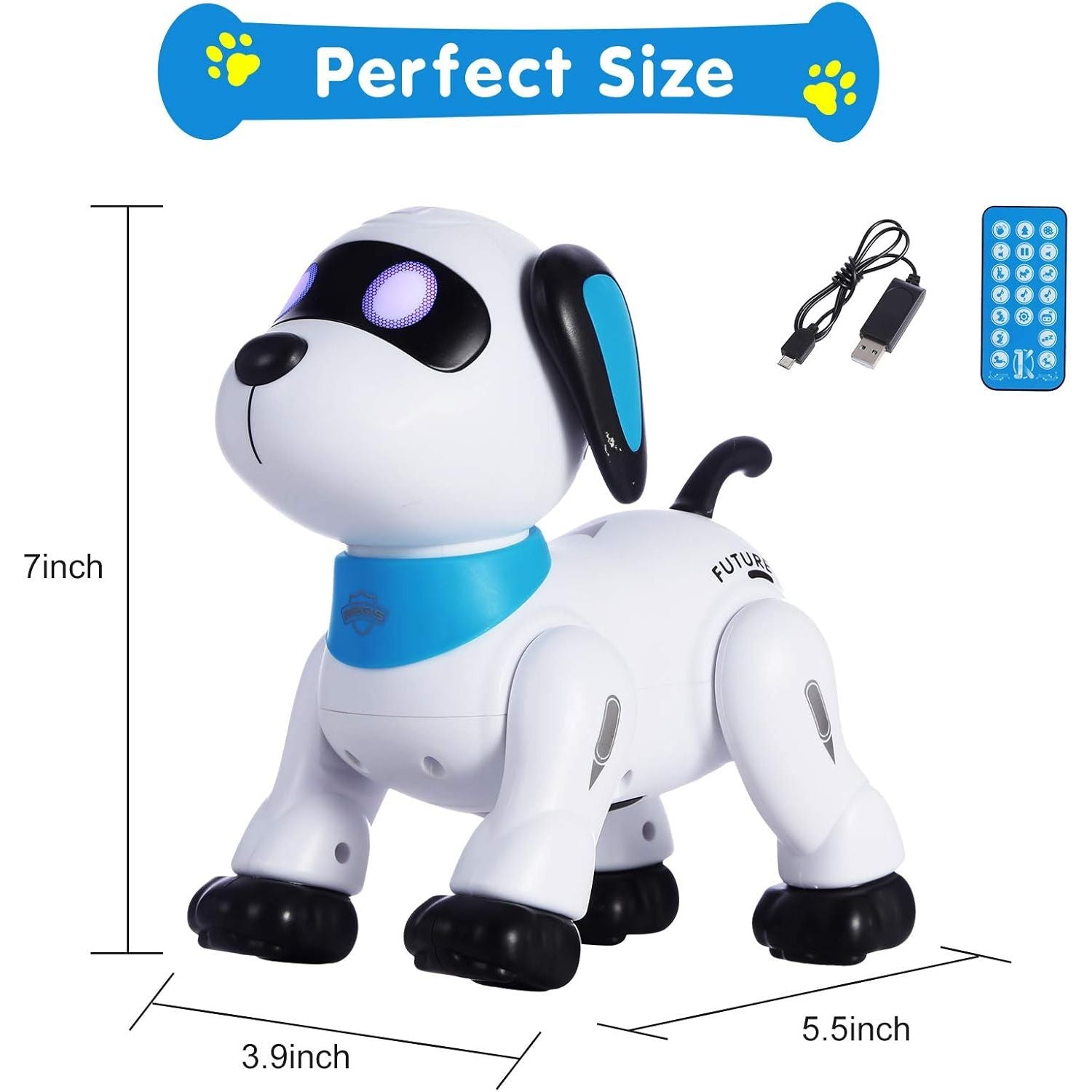 Buy now yiman Remote Control Robot Dog Toy – Programmable Smart Robot Dog for Kids 3+, Interactive Dancing & Sound, RC Stunt Robot Toys with LED Eyes, Electronic Pet Toy Dog for Boys & Girls Gifts (Blue) at indiglob india