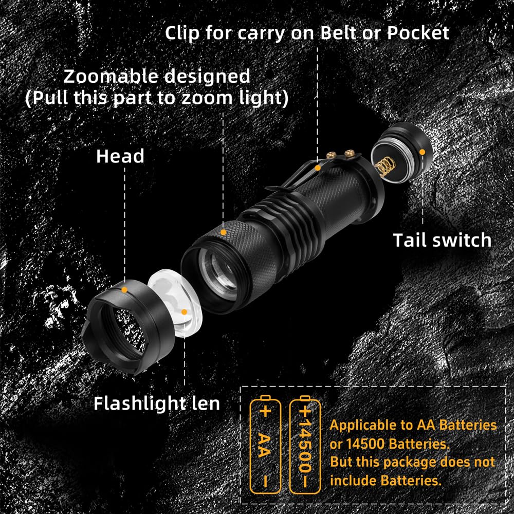 2 Pack Red Light Flashlight Single Mode Red LED Flashlight One Mode Zoomable Night Light Torch for Night Observation and Astronomy Aviation