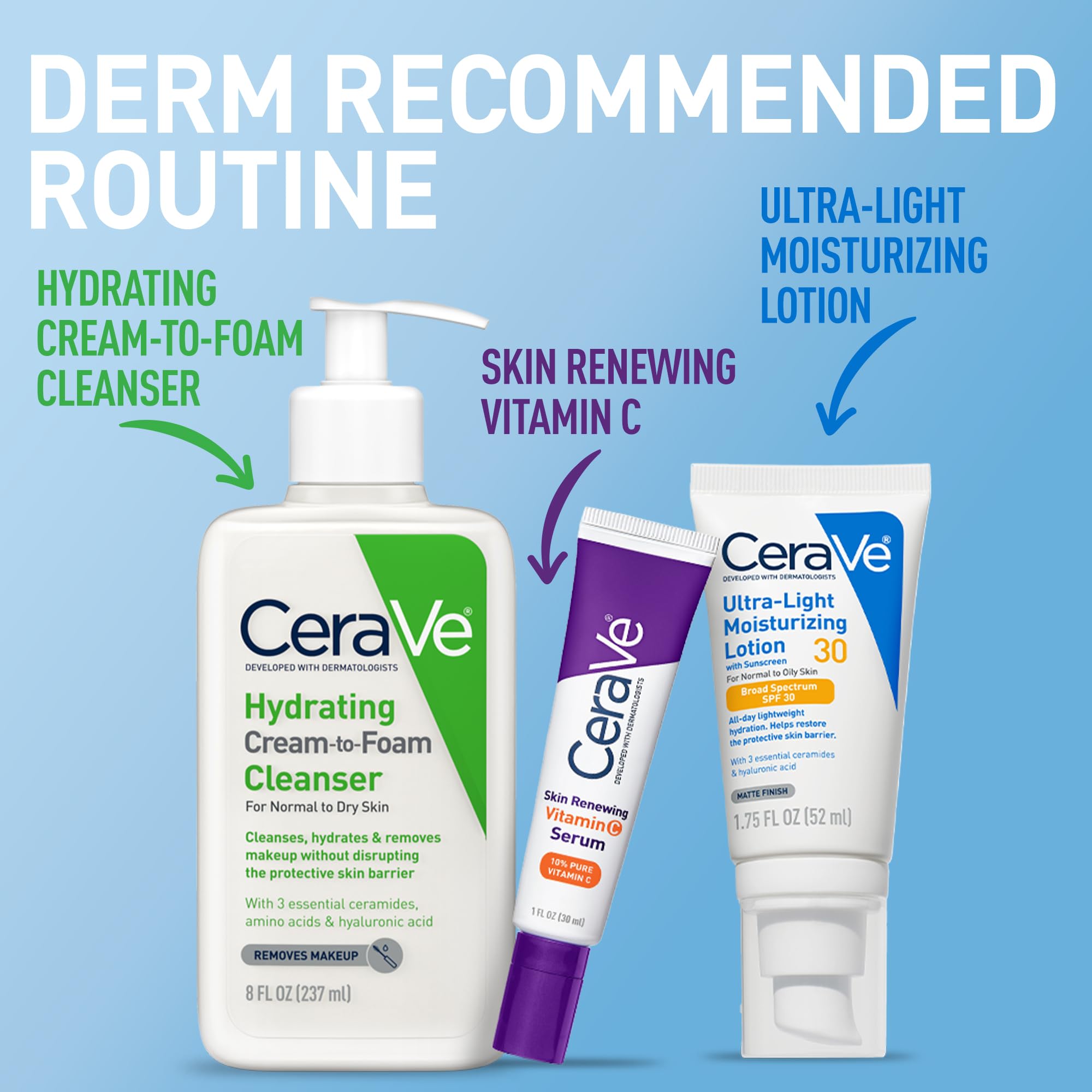 CeraVe Ultra-Light Moisturizing Lotion SPF 30, Sunscreen for Face, 1.7oz | Skin Care, Face Moisturizer, Hyaluronic Acid, Sunscreen Lotion, Facial Moisturizer, Oil Free, Matte Finish, Ceramides
