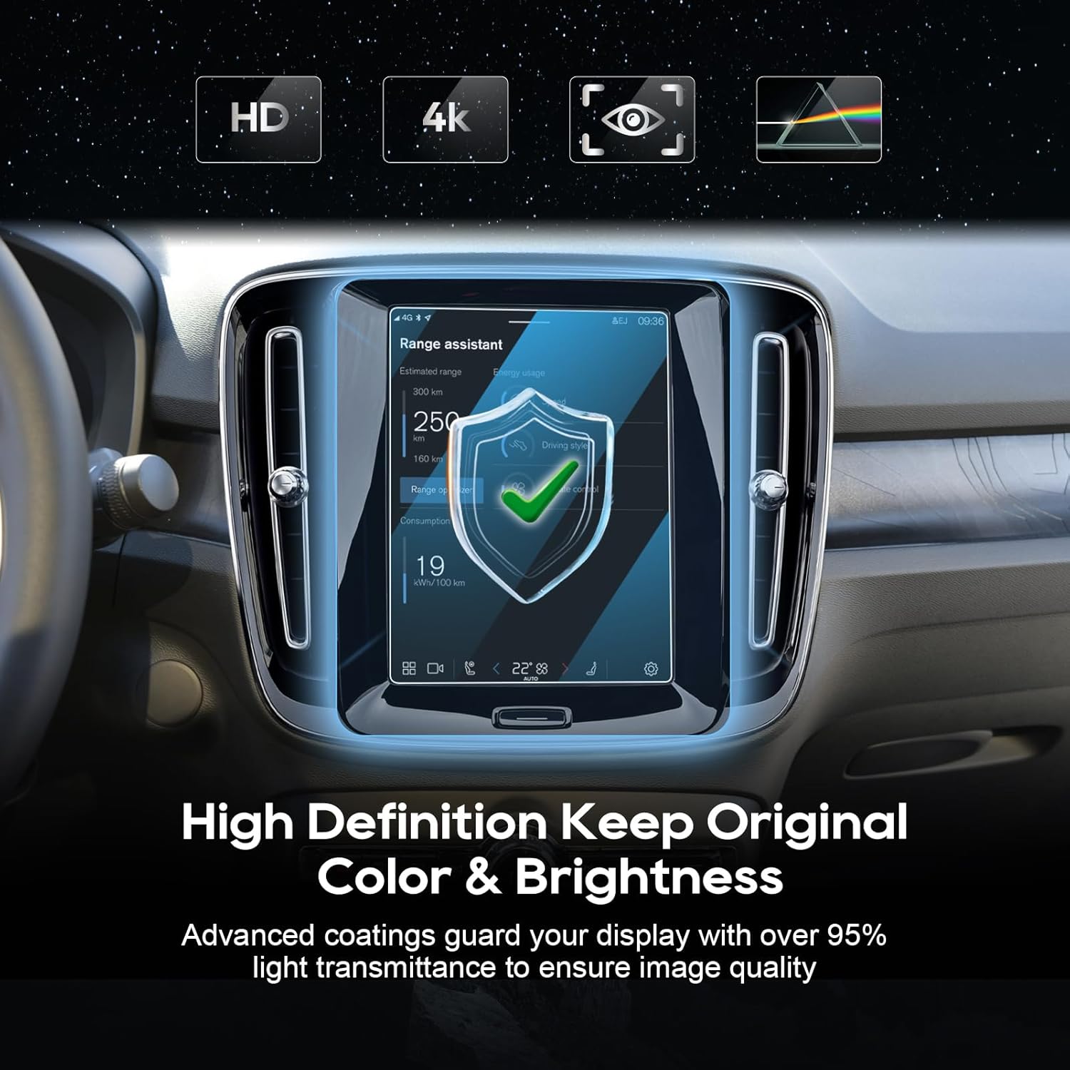 Buy now Car Screen Protector for Volvo Accessories XC90/XC60/XC40/S90/S60/V90/V60(2016-2025) 8.7 inch + AC Climate Control Touch Screen Mil-Grade 9H+ Tempered Glass HD [No More Glare& Fingerprint] 2-Pack at indiglob india