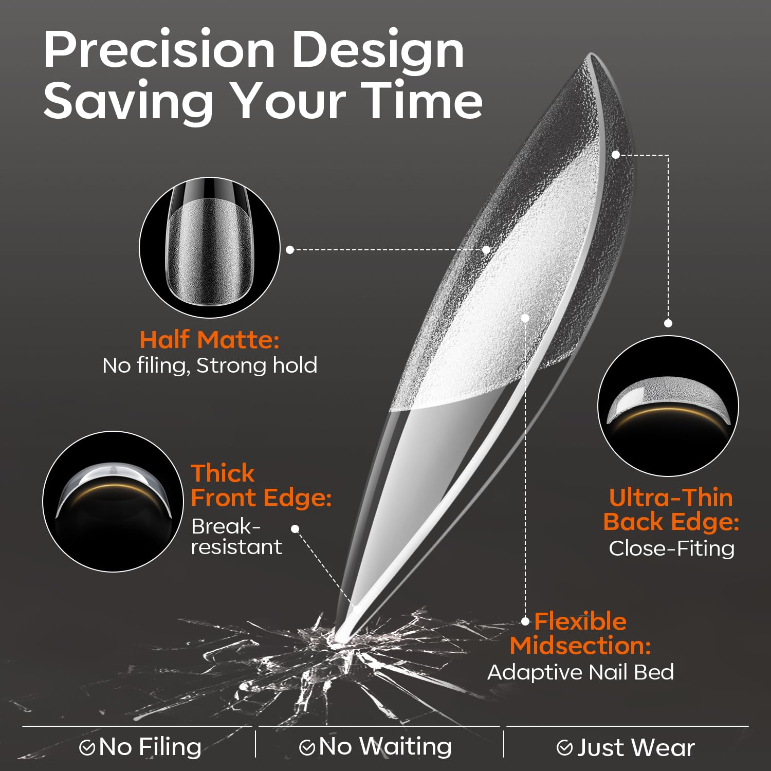 Discover Modelones Short Almond Nail Tips, 360pcs available to order online in India. No filing needed, just wear!