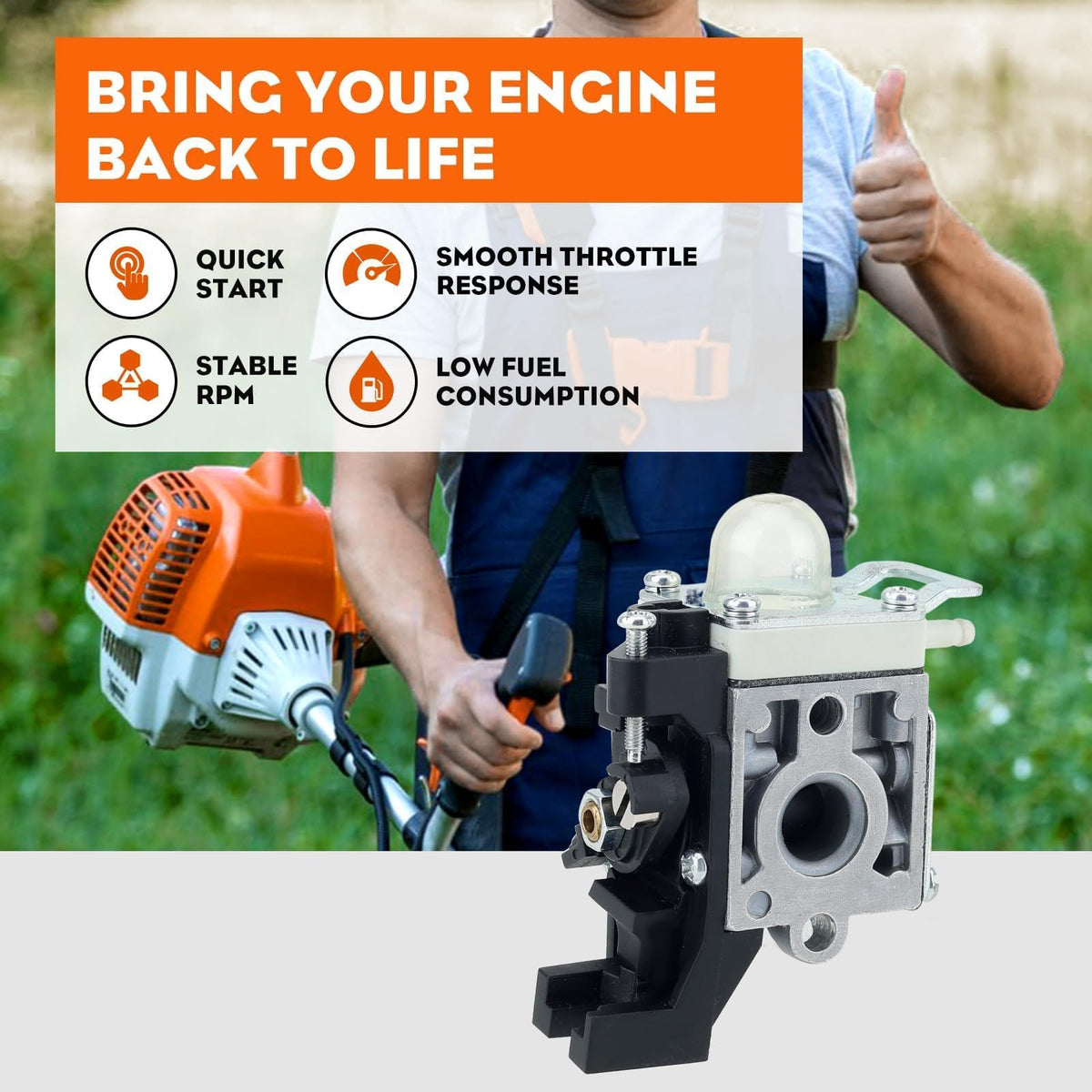 Hipa SRM 225 Carburetor Kit for Echo SRM225 PAS225 Trimmer Weedeater
