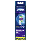 Buy now Oral-B 3D White Electric Toothbrush Head with CleanMaximiser Technology, Angled Bristles for Deeper Plaque Removal, Pack of 4, White at indiglob india