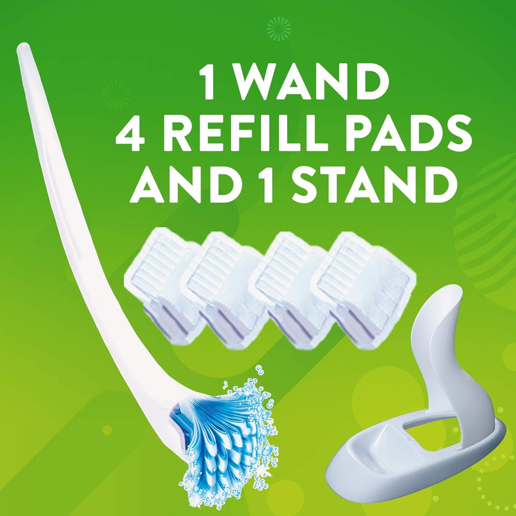 Buy now Scrubbing Bubbles Toilet Bowl Brush and Holder with Cleaner Refill Pads, Fresh Brush Toilet Wand Starter Kit, Cleans Limescale & Fights Odors, Citrus Scent, 1 Wand + 4 Refills + 1 Stand at indiglob india