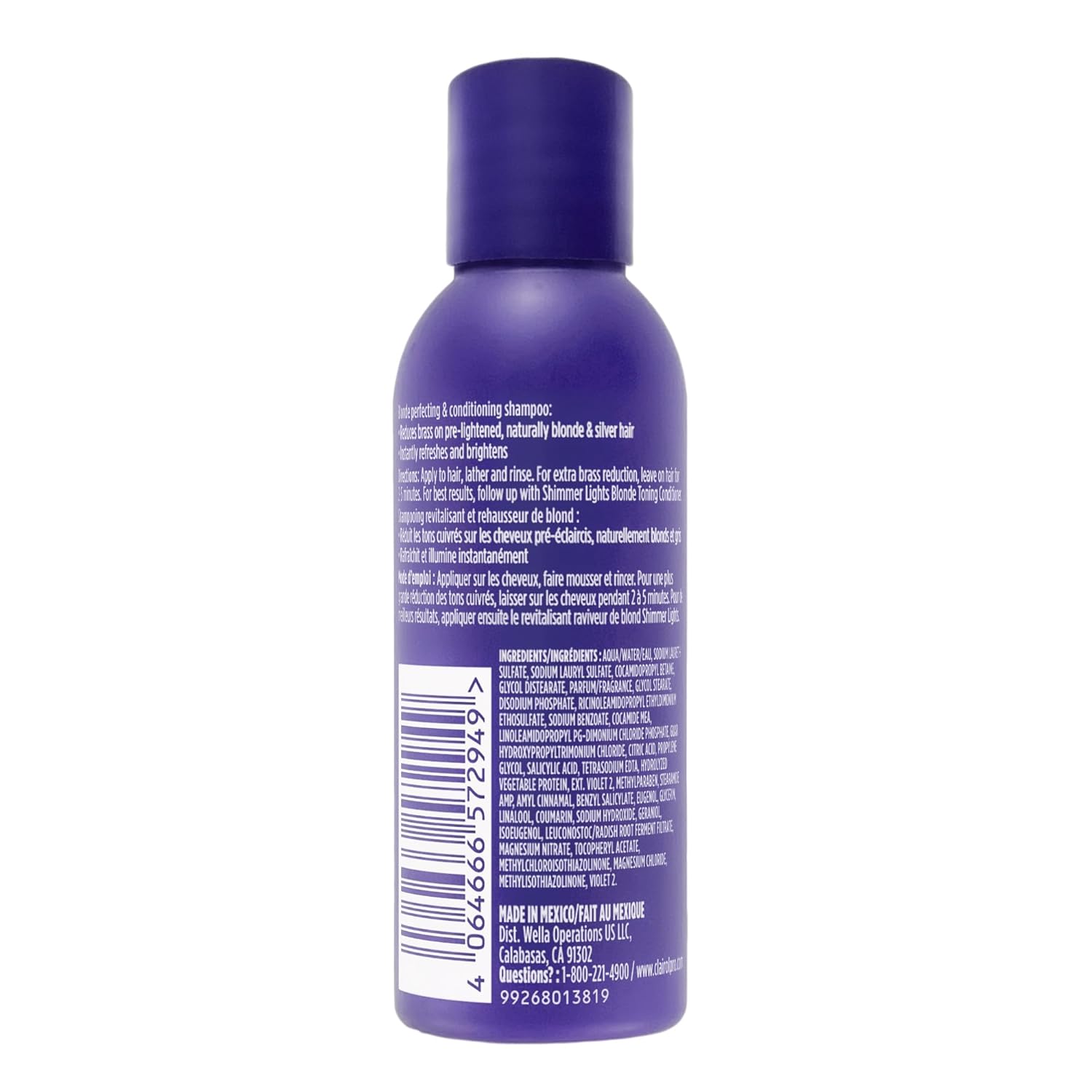Buy now Clairol Professional Shimmer Lights Purple Shampoo | Neutralizes Brass & Yellow Tones | For Blonde, Silver, Gray & Highlighted Hair at indiglob india