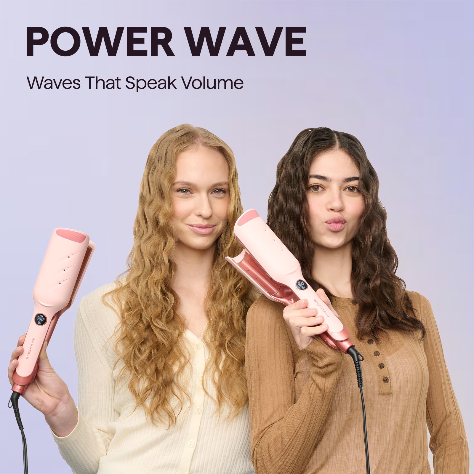 Wavytalk Power Wave Hair Crimper, Ionic Hair Waver for Less Heat Damage | Beach Waves Curling Wand, Crimping Iron, Ventilation Design for Less Damage, Ionic Reduces Frizz, Dual Voltage Curling Iron