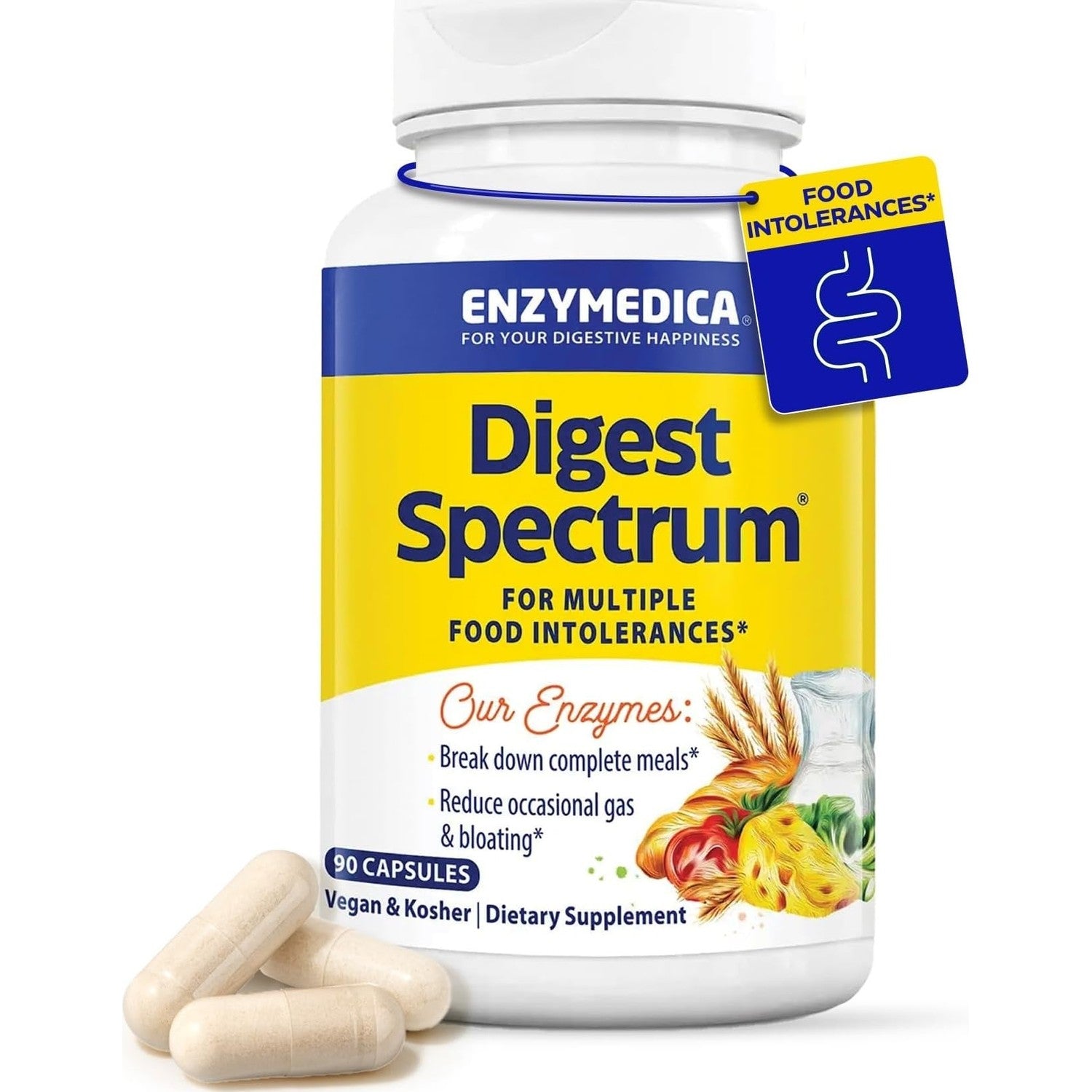 Enzymedica Digest Spectrum - Helps Gas & Bloating - 30 Capsules | Digestive Enzyme Supplement for Women & Men, Enzymes for Digestion, Gut Health, & Multiple Food Intolerances