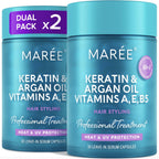 MAREE Hair Serum for Frizzy Dry Hair – Styling Capsules with Keratin, Argan Oil, Vitamins A E B5 – UV & Heat Protectant Frizz Control Serum for Women – Aceite Para el Cabello Treatment | for Frizzy