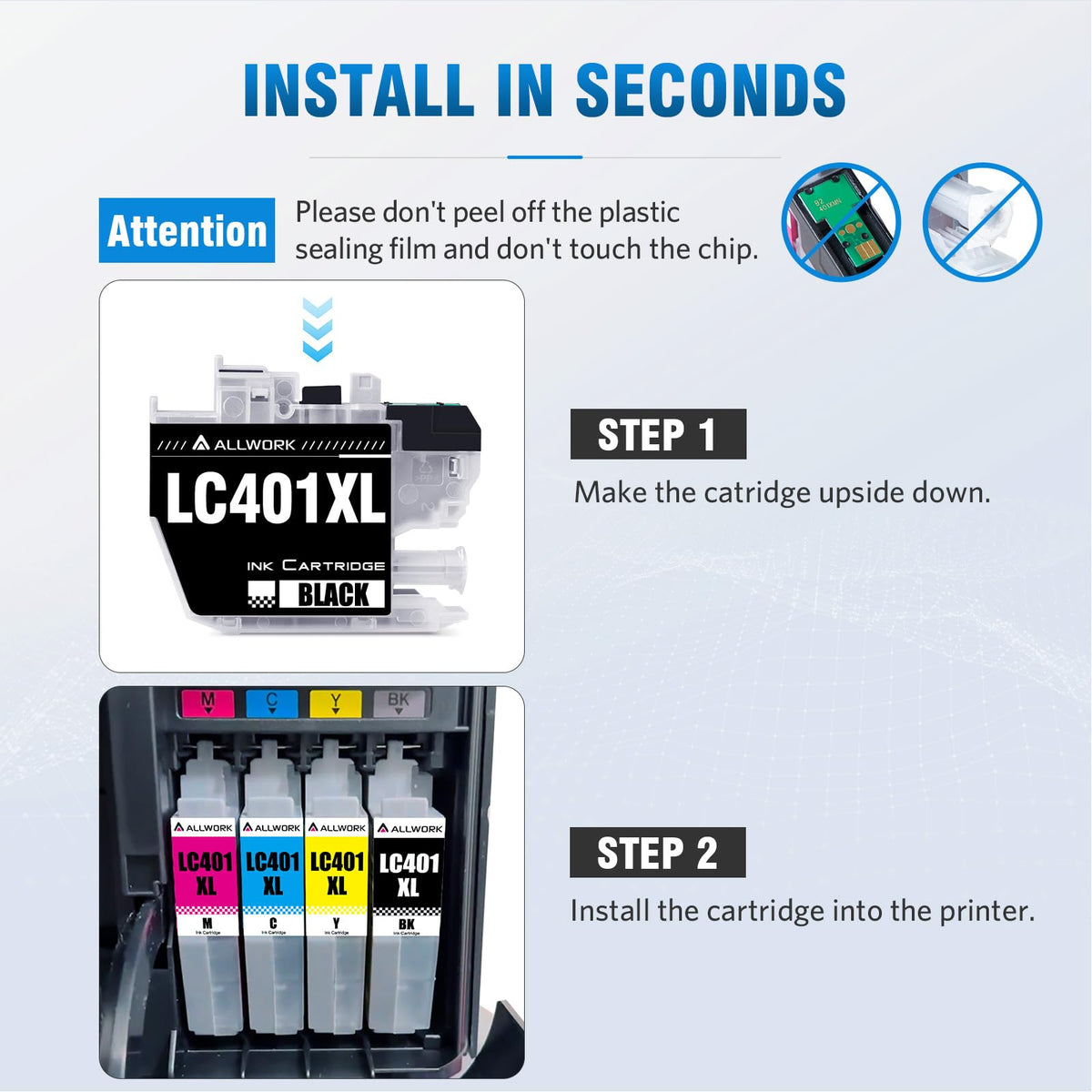LC401XL LC401 Ink Cartridges Compatible for Brother MFC-J1010DW 4-Pack