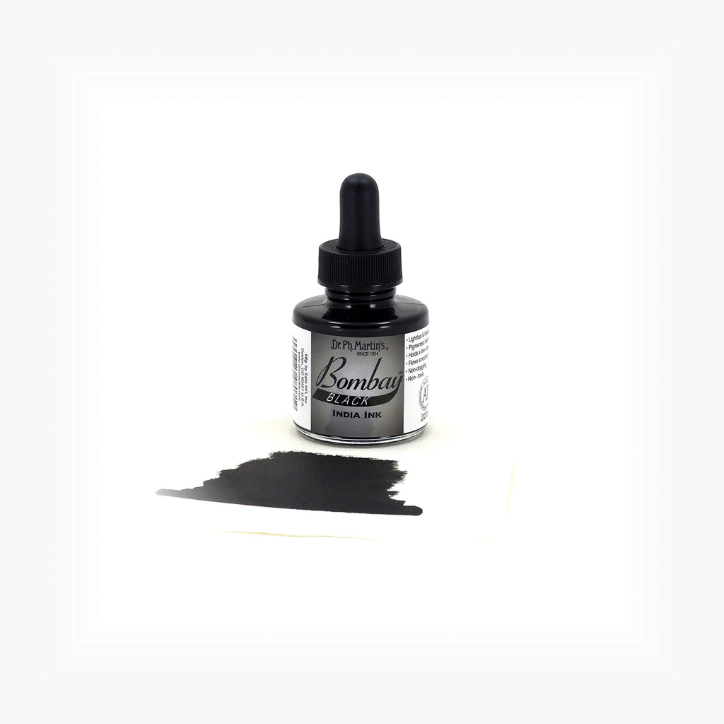 Dr. Ph. Martin's Bombay India Ink (7BY) Ink Bottle, 1.0 oz, Black, 1 Bottle