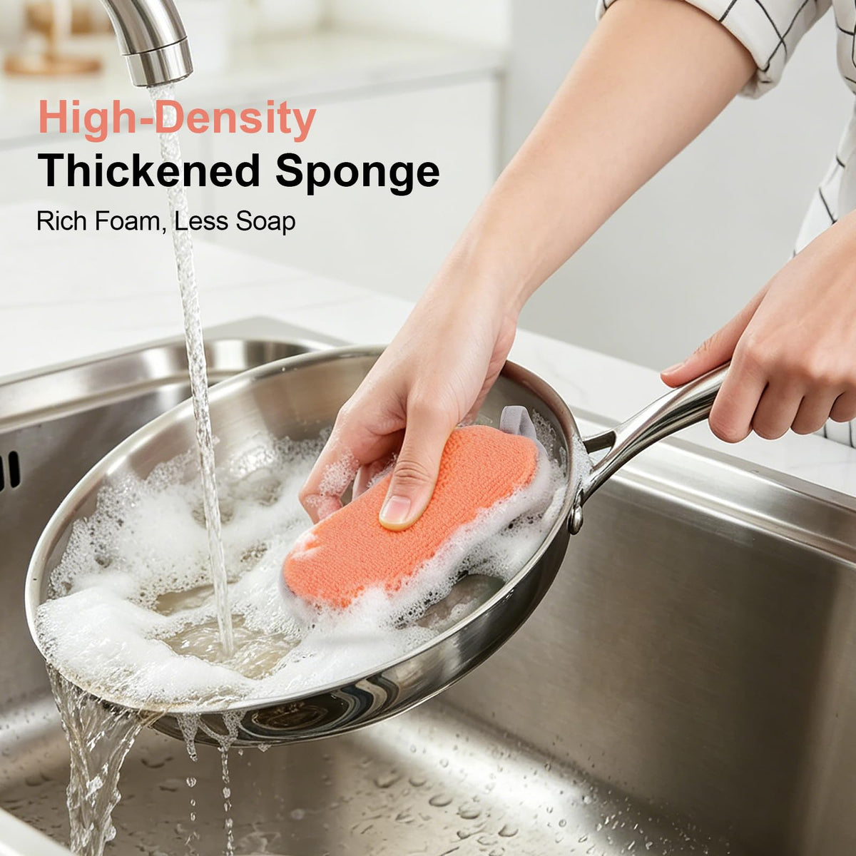 Kitchen Sponges for Washing Dishes, 1 Inch Thick Dual-Sided Dish Sponge