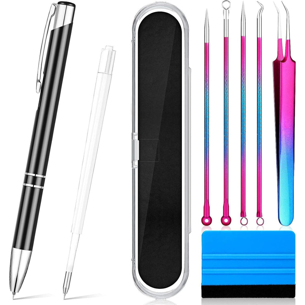 Buy now Zonon 8 Pieces Pin Pen Weeding Tool, Craft Vinyl Tool Kit, Includes Air Release Pen, Vinyl Squeegee, Vinyl Tweezers Weeders for Lettering, Cutting, Splicing Default at indiglob india