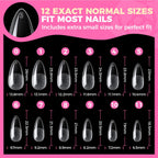 Buy now UNA GELLA Almond Gel Nail Tips, 504PCS Pre Etched Clear Fake Nails Tips Medium Almond Shape - 12 Sizes Full Cover Soft Acrylic Press On Nail Extensions No C Curve Gift for Diy at Home at indiglob india