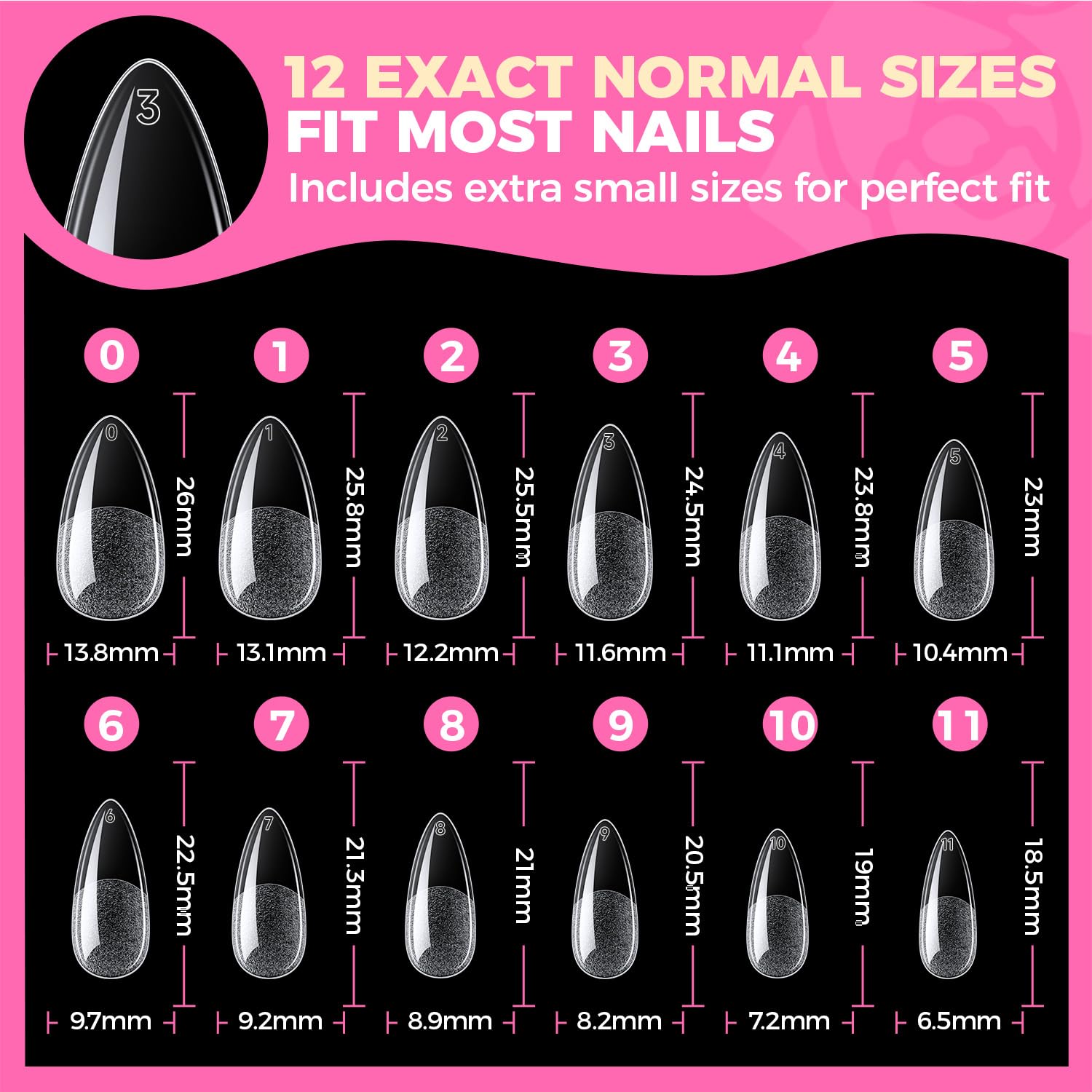 Buy now UNA GELLA Almond Gel Nail Tips, 504PCS Pre Etched Clear Fake Nails Tips Medium Almond Shape - 12 Sizes Full Cover Soft Acrylic Press On Nail Extensions No C Curve Gift for Diy at Home at indiglob india
