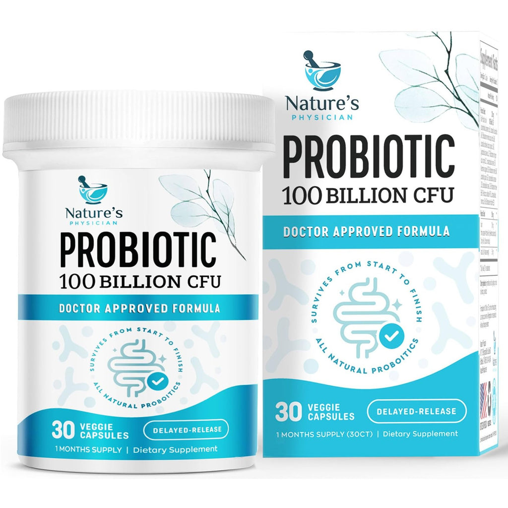 Nature's Physician Probiotics - 100 Billion CFU Per Capsule - 16 Strains + Prebiotics - Best Probiotic Supplement for Women & Men - Supports Immune, Digestive Health, Constipation & Gas - 30 Capsules
