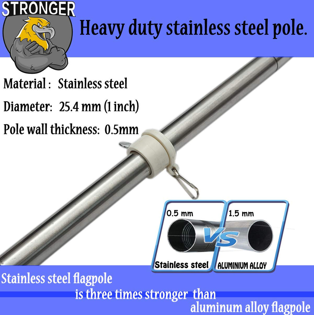 Buy now 6 FT Flag Pole Kit,Stainless Steel Heavy Duty Flagpole and White Flagpole Mounting Bracket Rustproof for Outdoor Garden Roof Walls Yard Truck at indiglob india