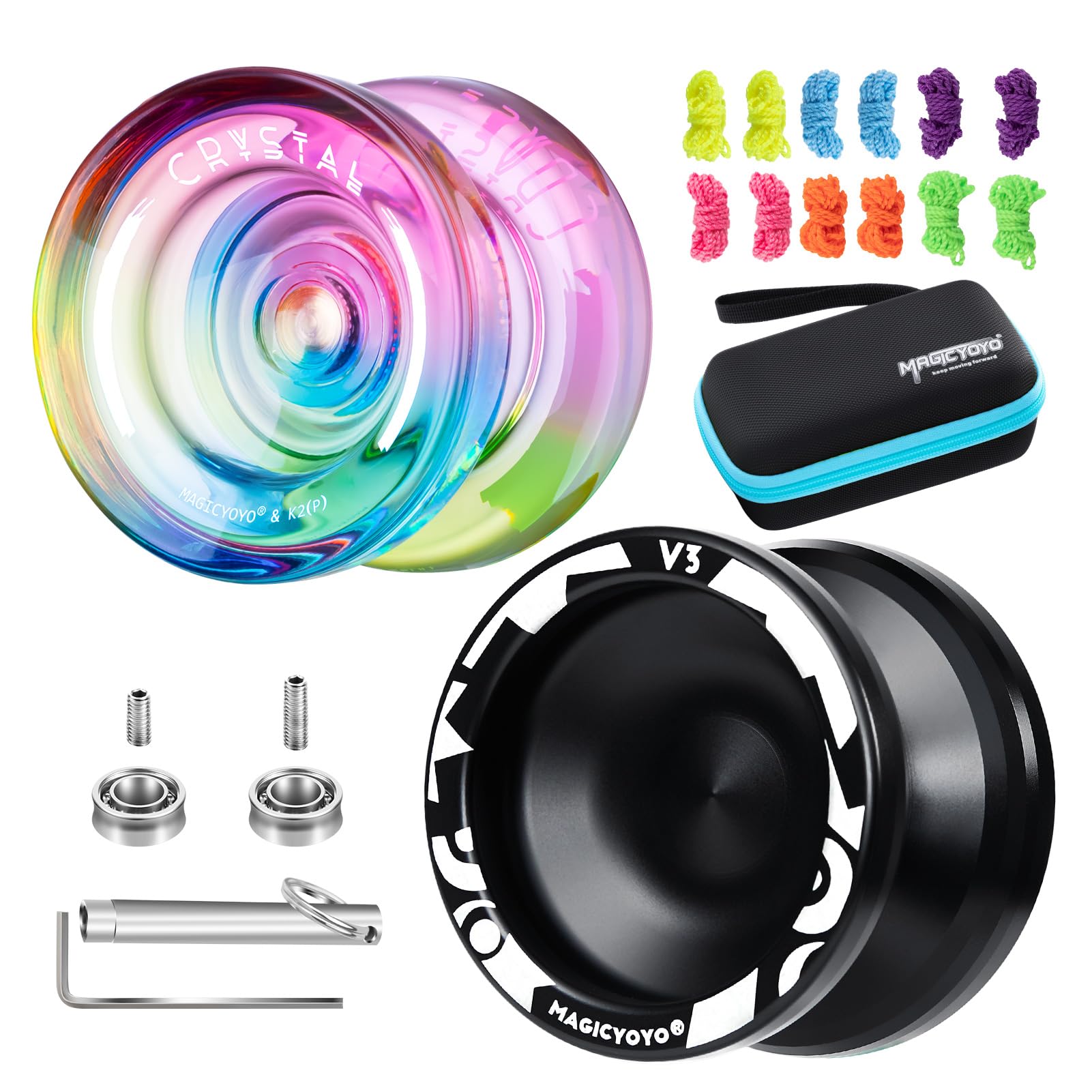 Buy now MAGICYOYO V3 Yoyo for Kids 8-12 or Above, Responsive Yoyo Professional with Dual Function, Professional Trick Yo yo for Adults with 12 Yo-yo Strings, KK Bearing, Bearing Puller, Axle,Case Bag -Black at indiglob india