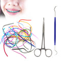 24 Pieces Colorful Power Chain Set (Continuous) for Braces, Fashion Dental Care, 20cm Orthodontic Elastic Band with Installation Tool, Teen & Adult DIY Replacement Chain, Colorful Power Chain Set