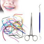 24 Pieces Colorful Power Chain Set (Continuous) for Braces, Fashion Dental Care, 20cm Orthodontic Elastic Band with Installation Tool, Teen & Adult DIY Replacement Chain, Colorful Power Chain Set