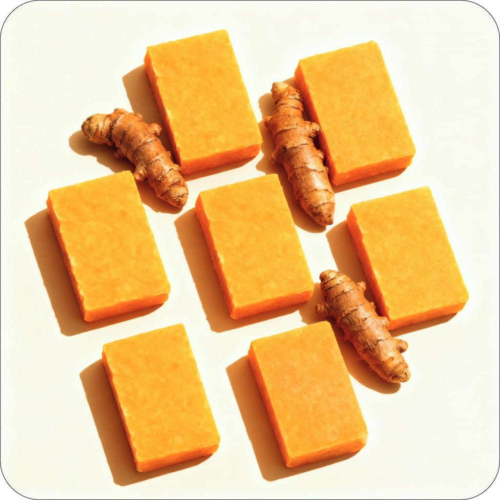 Glo Melanin Turmeric Brightening Soap with Vitamin C, Alpha Arbutin & Oats | 113g, For Face - Body - Dark Spots, All Natural, Vegan, Paraben-Free, Sulfate-free, For Melanin-Rich Skin, Made in USA
