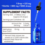 Bluesun Methylene Blue Drops 1% Pharmaceutical Grade - USA Made, Formaldehyde-Free, 3rd-Party Tested, USP Purity, GMO-Free, Alcohol-Free, COA included - 2 Fl Oz(60mL) Cobalt Blue Glass 10mg/mL, 2 Pack