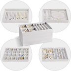 Buy now ProCase Stackable Jewelry Organizer Trays for Drawers, Jewelry Drawer Inserts Container Display Case Storage for Earring Necklace Rings Bracelet with Removable Dividers -Grey, 4 Layers at indiglob india