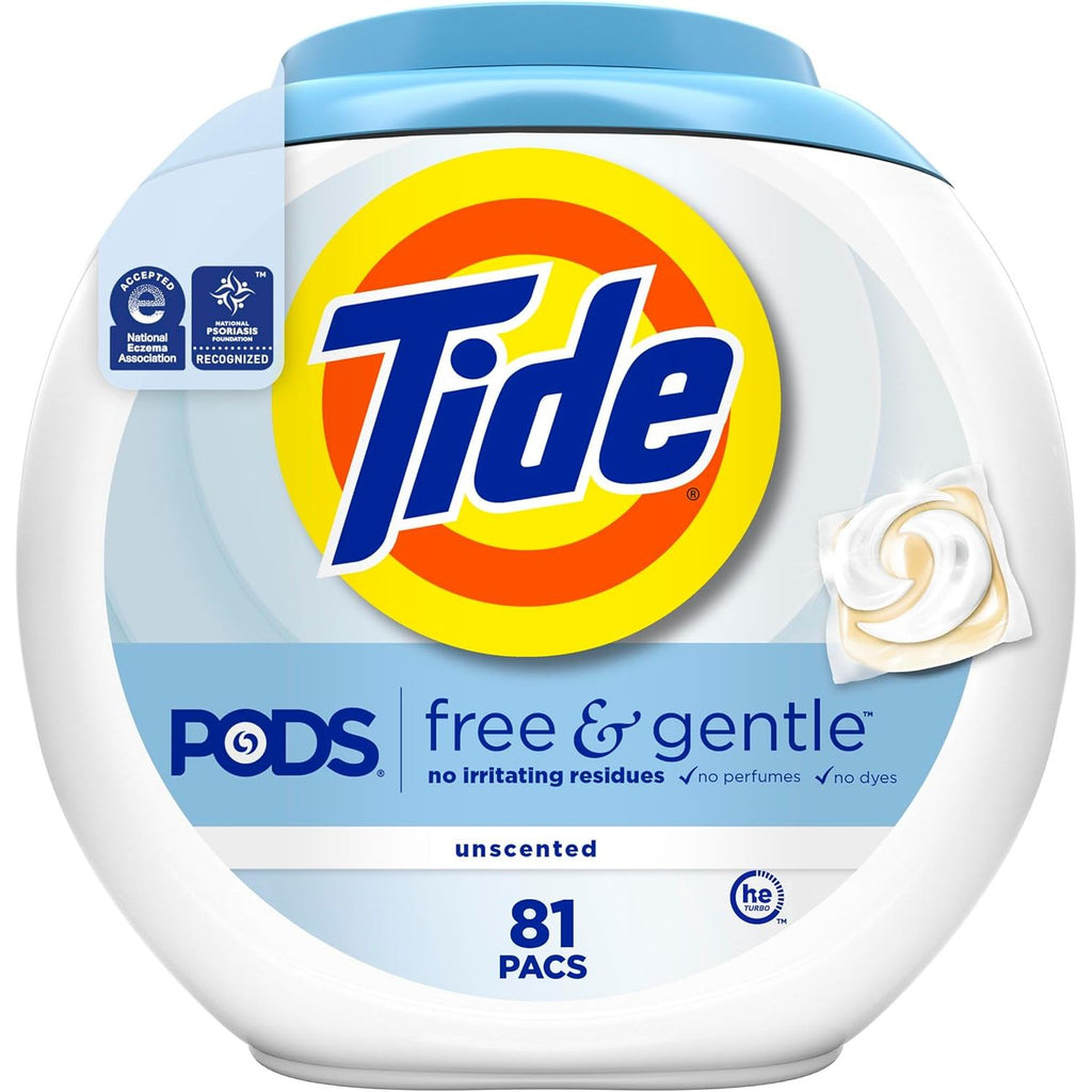 Buy now Tide PODS Free & Gentle Laundry Detergent Soap Pacs, 81 Count, Tide PODS Laundry Detergent at indiglob india