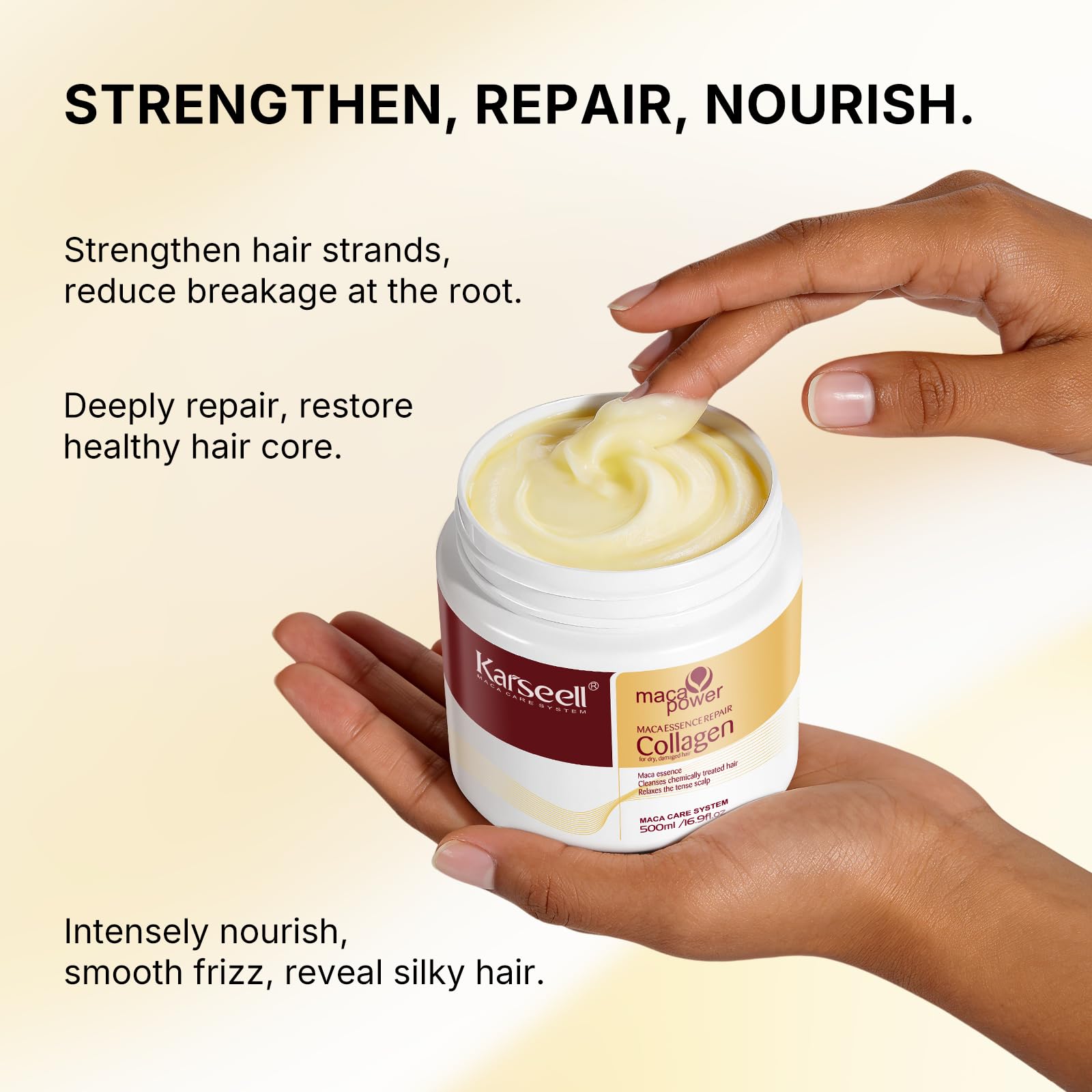 Karseell Collagen Hair Mask for Dry, Frizzy, Damaged Hair 16.90 oz | Deep Conditioning Hair Treatment Repairs, Moisturizes, Nourishing, Detangles Hair Leaving it Soft, Silky
