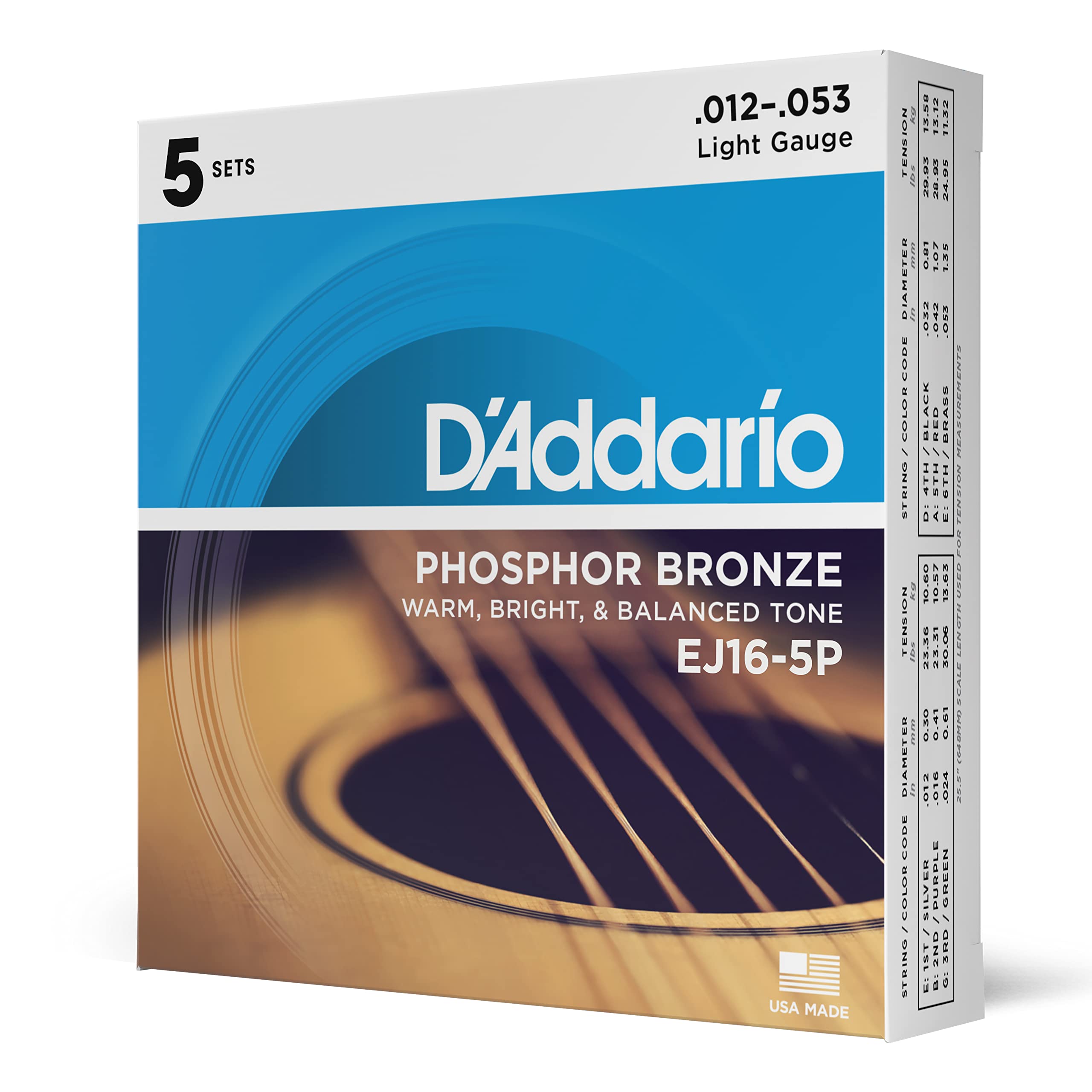 Buy now D'Addario Acoustic Guitar Strings, Phosphor Bronze, EJ42, Resophonic Medium Gauge 16-56, 6-String Set, Pack of 1 5-Pack Light, 12-53 at indiglob india