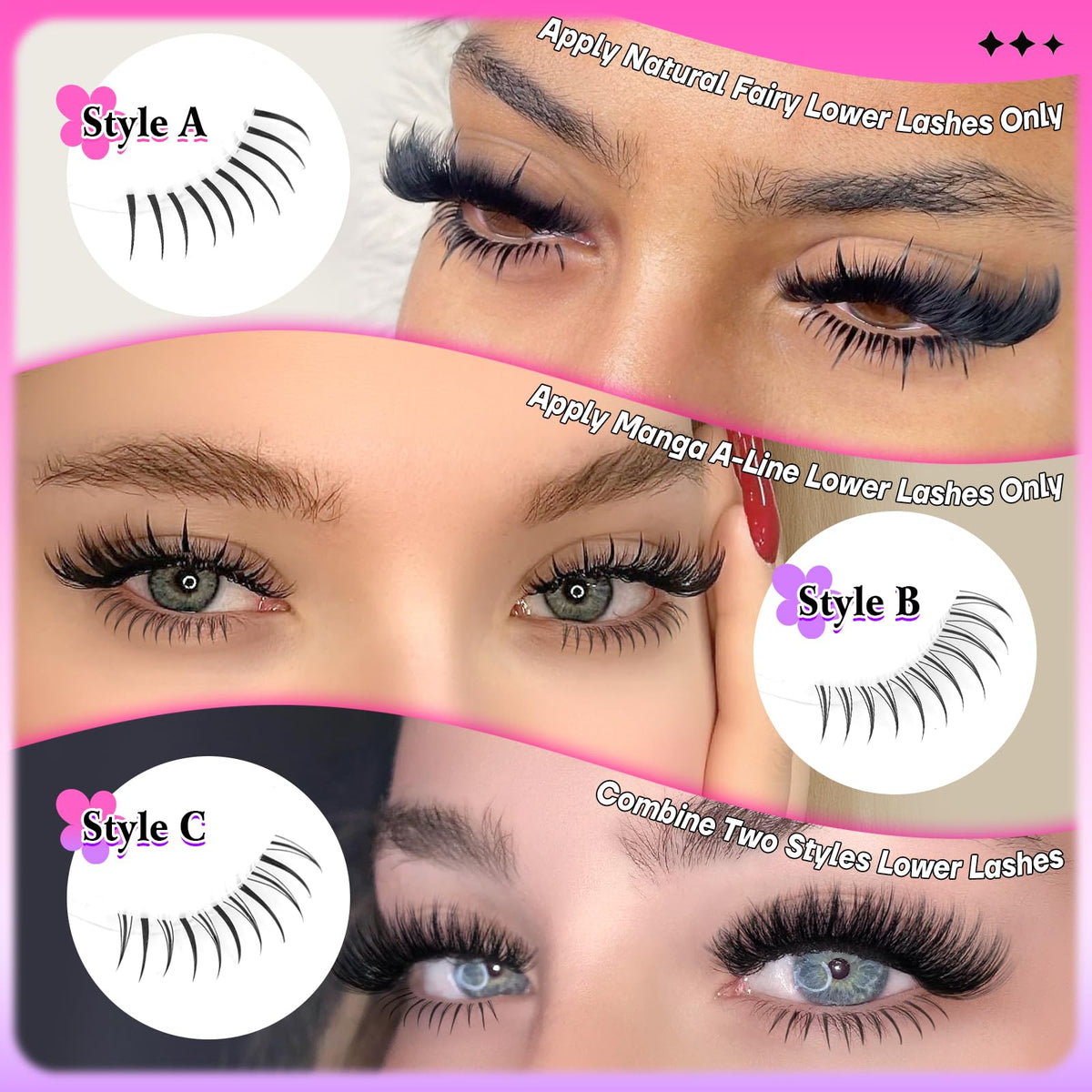 Premium imported Calphdiar Bottom Lash Clusters in a variety of styles for dramatic fairy eyes—perfect for any occasion.