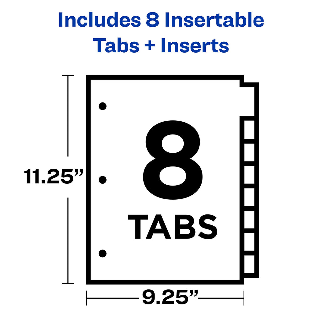 Avery® Paper Dividers, Insertable Big Tab™, 8-Tab, Color, 1 Set