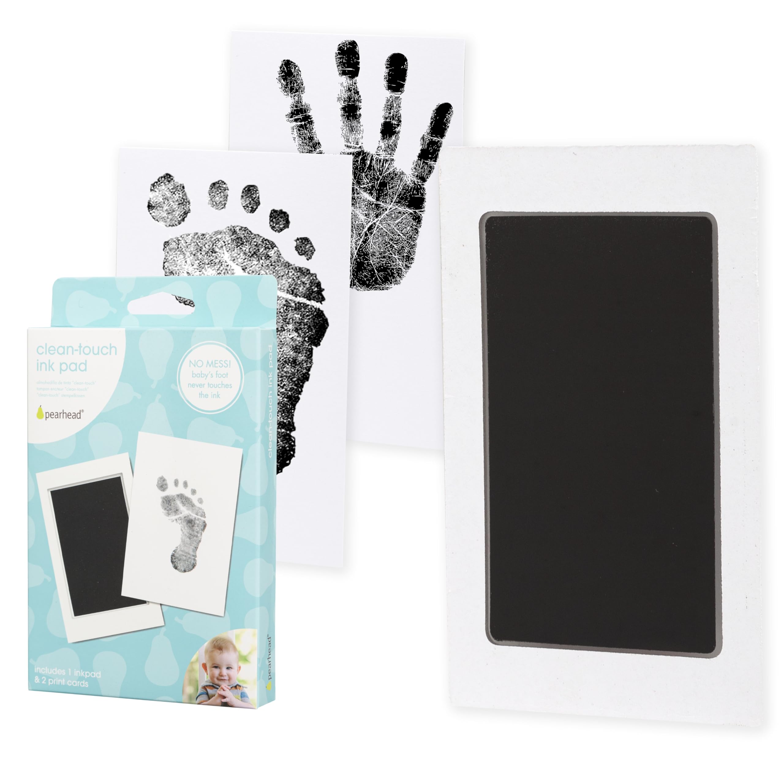 Buy now Pearhead Newborn Baby Handprint and Footprint Kit - No Mess Clean-Touch Ink Pad With Impression Cards, Safe for Skin, Perfect Keepsake for Family, Acid-Free, Black Black 1-Pack at indiglob india